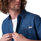 Camisa Manga Corta Hombre Chambray Short Sleev Azul