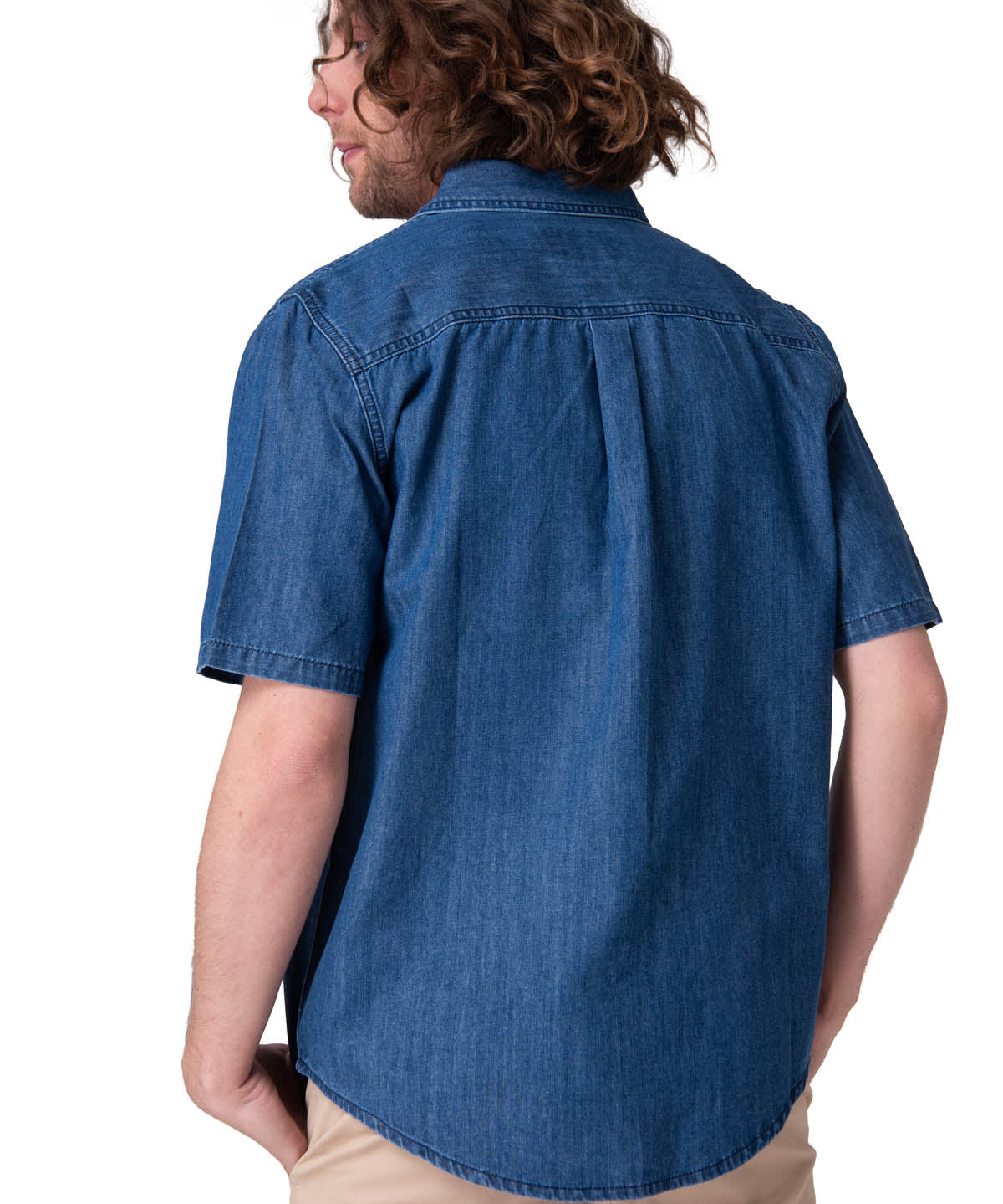 Camisa Manga Corta Hombre Chambray Short Sleev Azul