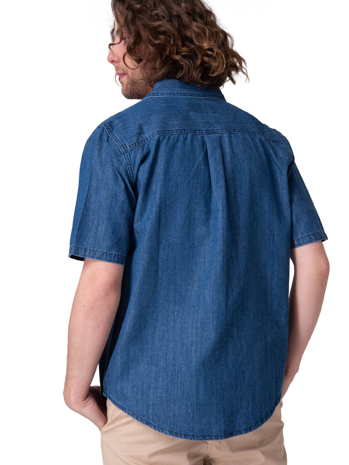 Camisa Manga Corta Hombre Chambray Short Sleev Azul