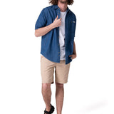 Camisa Manga Corta Hombre Chambray Short Sleev Azul