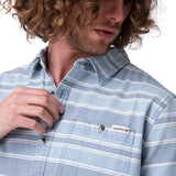 Camisa Manga Corta Hombre Chambray Plaid Short Azul