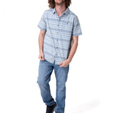 Camisa Manga Corta Hombre Chambray Plaid Short Azul