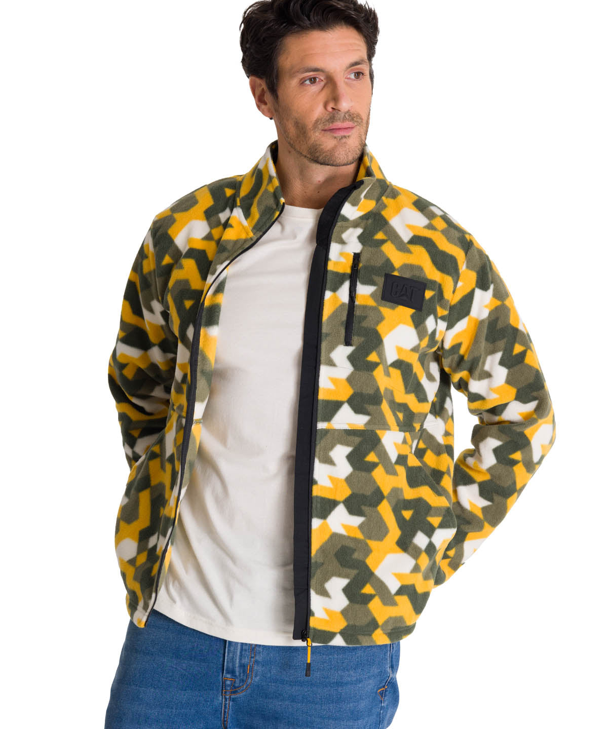 Polar Hombre Microfleece Full Zip Print Verde CAT