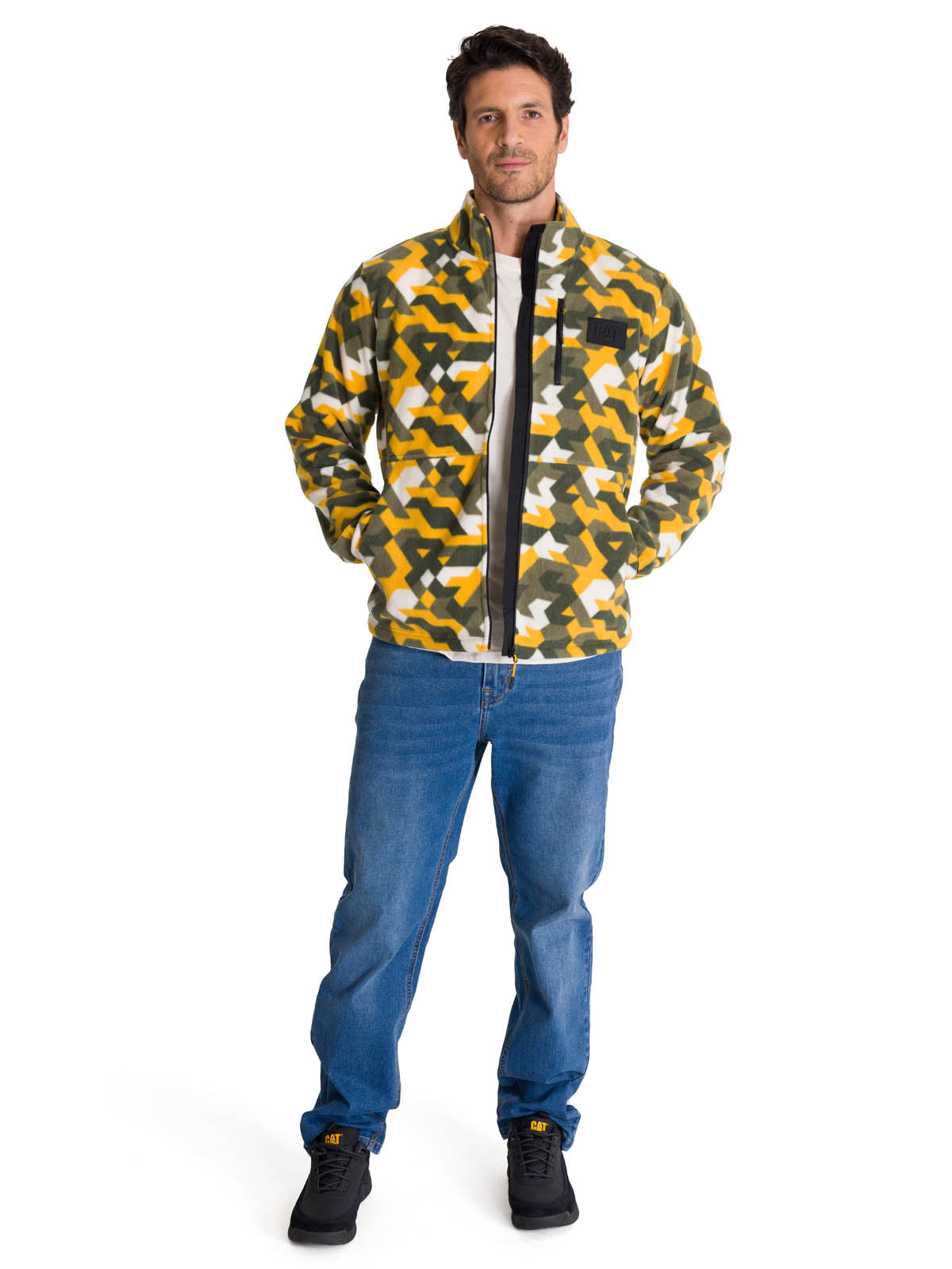 Polar Hombre Microfleece Full Zip Print Verde CAT