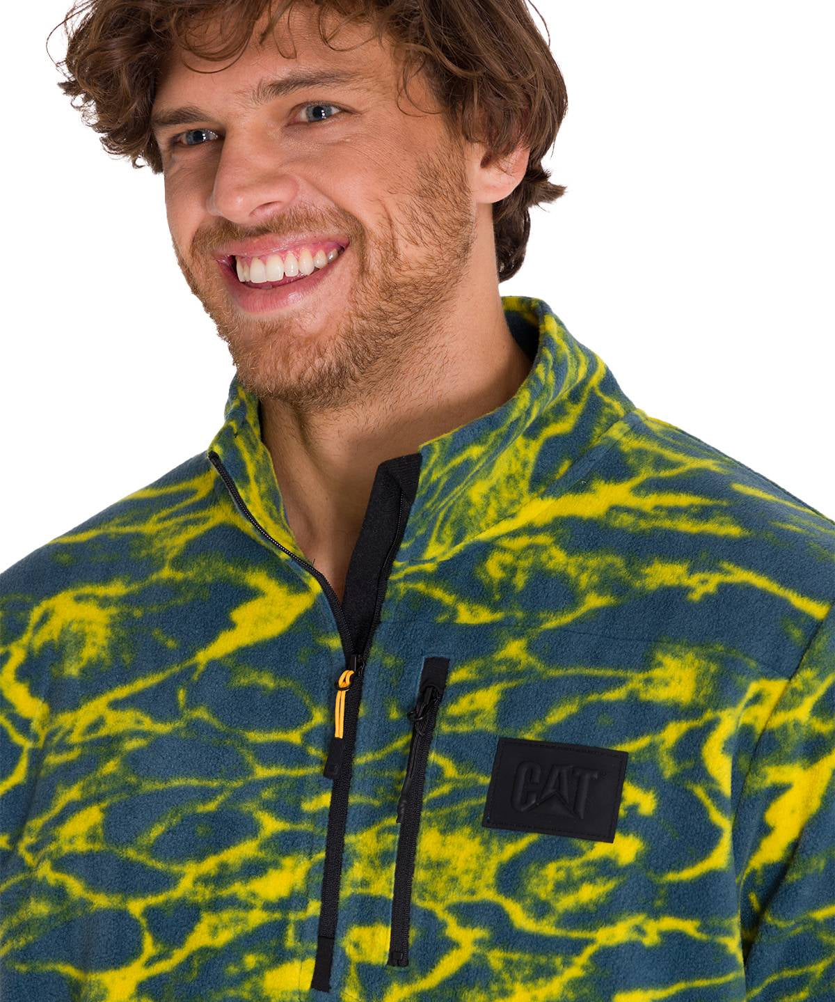 Polar Manga Larga Hombre Microfleece Quarter Zip Pullover Azul Cat