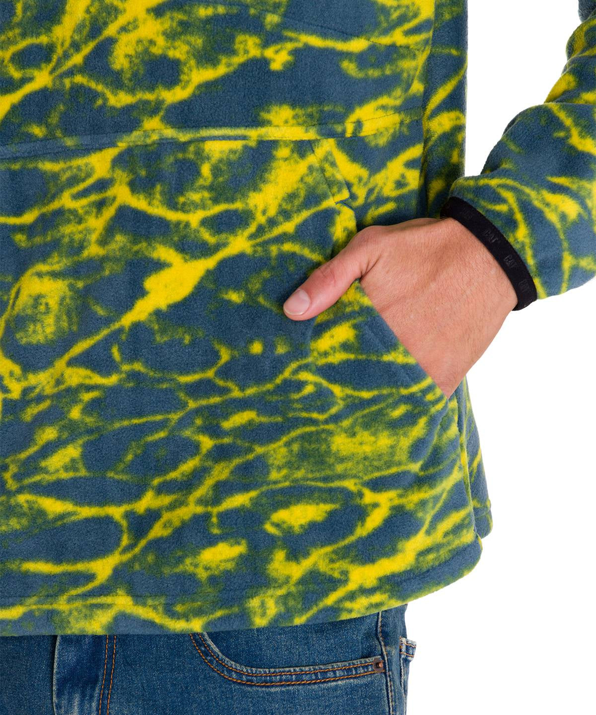 Polar Manga Larga Hombre Microfleece Quarter Zip Pullover Azul Cat