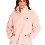 Polar Casual Mujer Sherpa Fleece Snap Front Pullover Jacket Rojo Cat