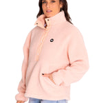 Polar Casual Mujer Sherpa Fleece Snap Front Pullover Jacket Rojo Cat