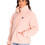 Polar Casual Mujer Sherpa Fleece Snap Front Pullover Jacket Rojo Cat