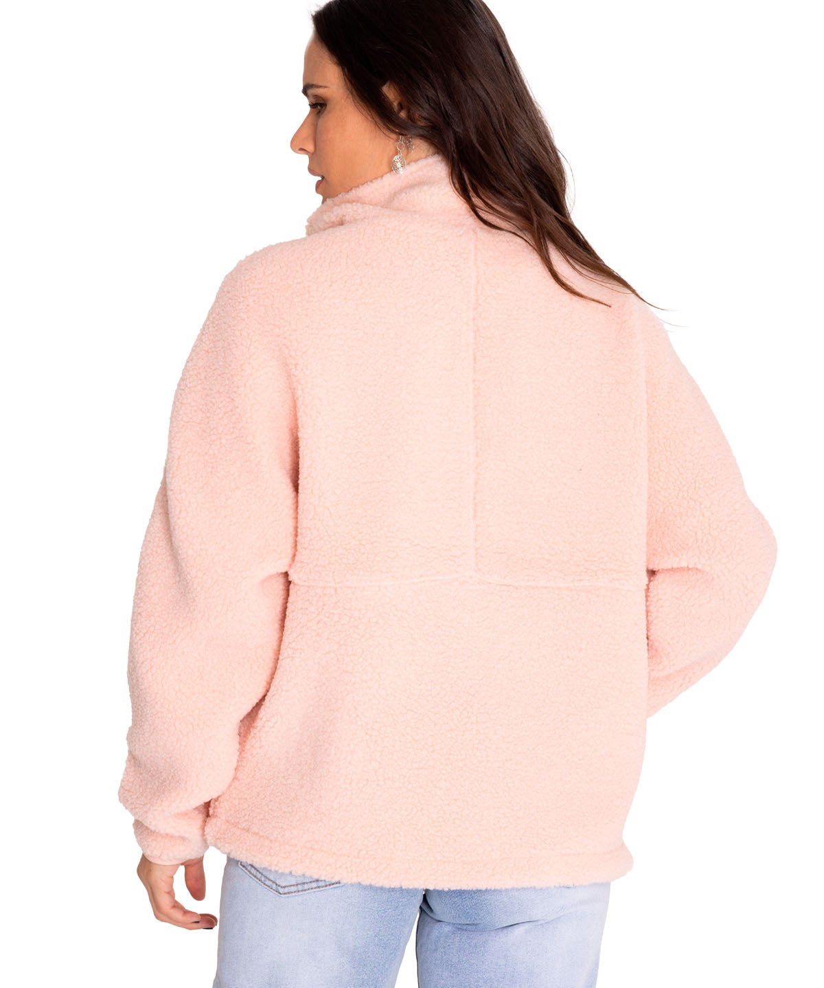 Polar Casual Mujer Sherpa Fleece Snap Front Pullover Jacket Rojo Cat