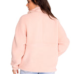 Polar Casual Mujer Sherpa Fleece Snap Front Pullover Jacket Rojo Cat