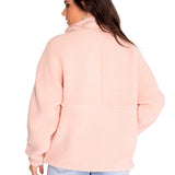 Polar Casual Mujer Sherpa Fleece Snap Front Pullover Jacket Rojo Cat