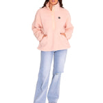 Polar Casual Mujer Sherpa Fleece Snap Front Pullover Jacket Rojo Cat