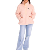 Polar Casual Mujer Sherpa Fleece Snap Front Pullover Jacket Rojo Cat