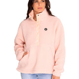 Polar Casual Mujer Sherpa Fleece Snap Front Pullover Jacket Rojo Cat