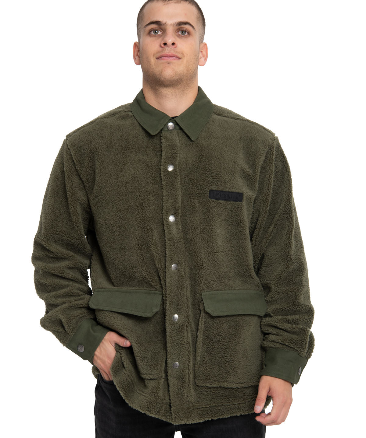 Polar Casual Hombre Sherpa Jacket Verde Cat