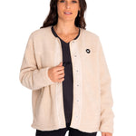 Polar Casual Mujer Long Button Front Sherpa Jacket Beige/Crudo Cat