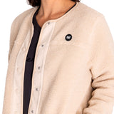 Polar Casual Mujer Long Button Front Sherpa Jacket Beige/Crudo Cat