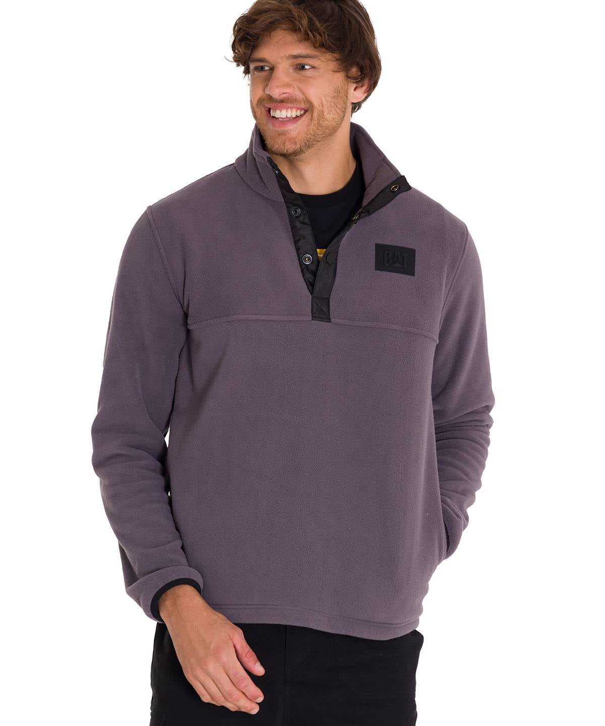 Polar Manga Larga Hombre Fleece Half Snap Gris Oscuro Cat