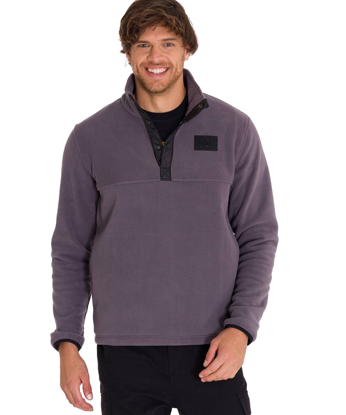 Polar Manga Larga Hombre Fleece Half Snap Gris Oscuro Cat