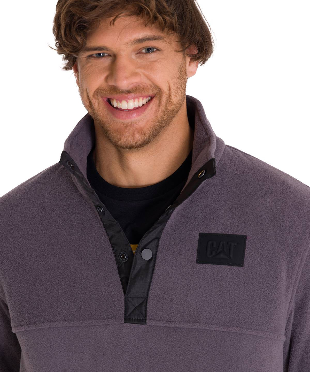 Polar Manga Larga Hombre Fleece Half Snap Gris Oscuro Cat