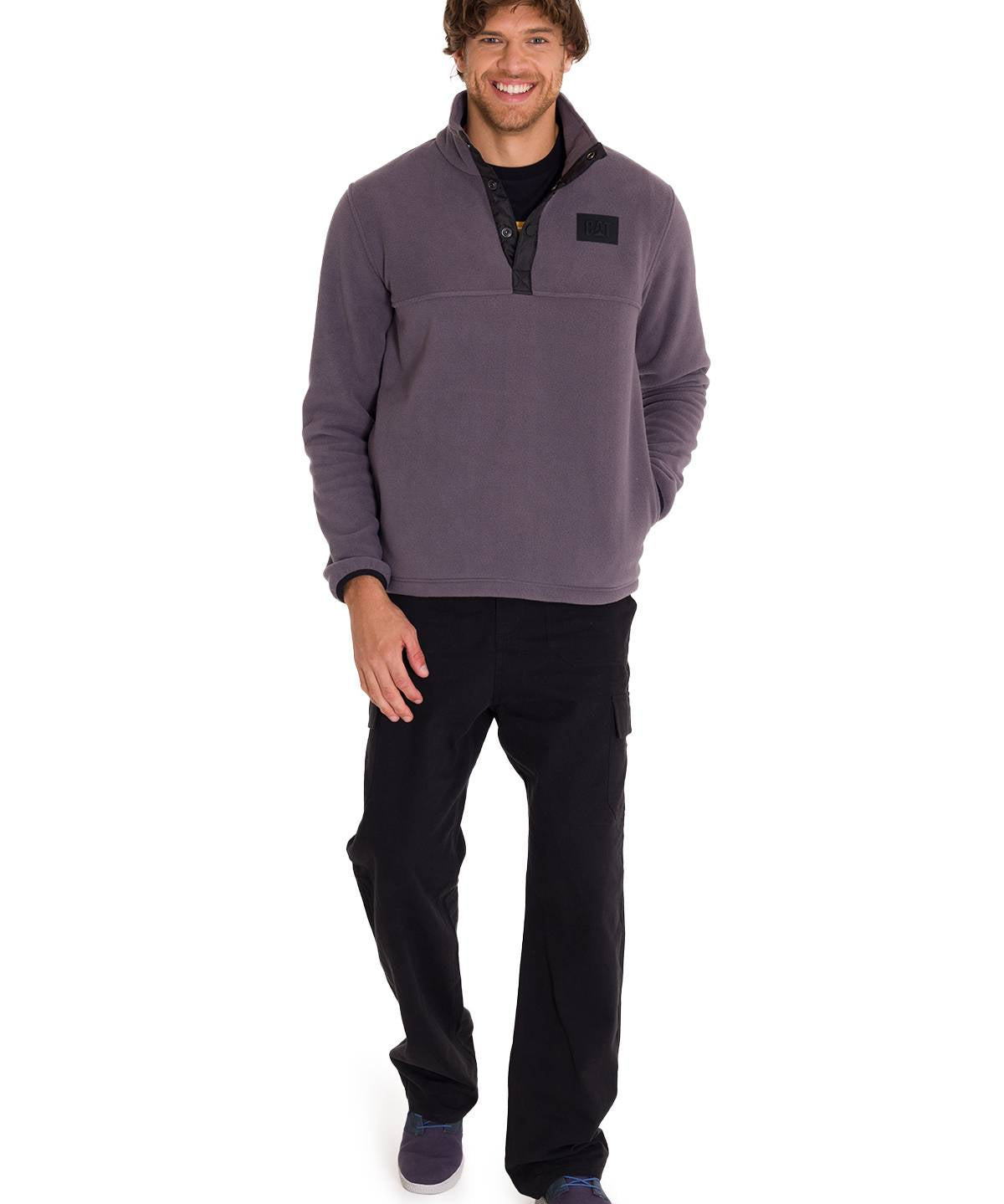 Polar Manga Larga Hombre Fleece Half Snap Gris Oscuro Cat