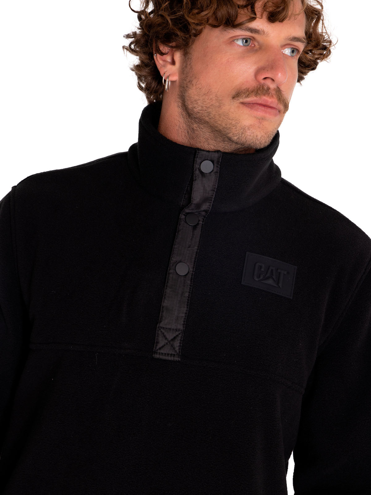 Polar Casual Hombre Polar Fleece Half Snap Jacket Negro Cat