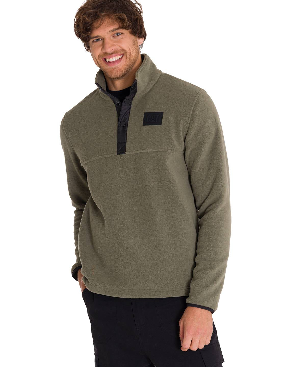 Polar Manga Larga Hombre Fleece Half Snap Oliva Cat