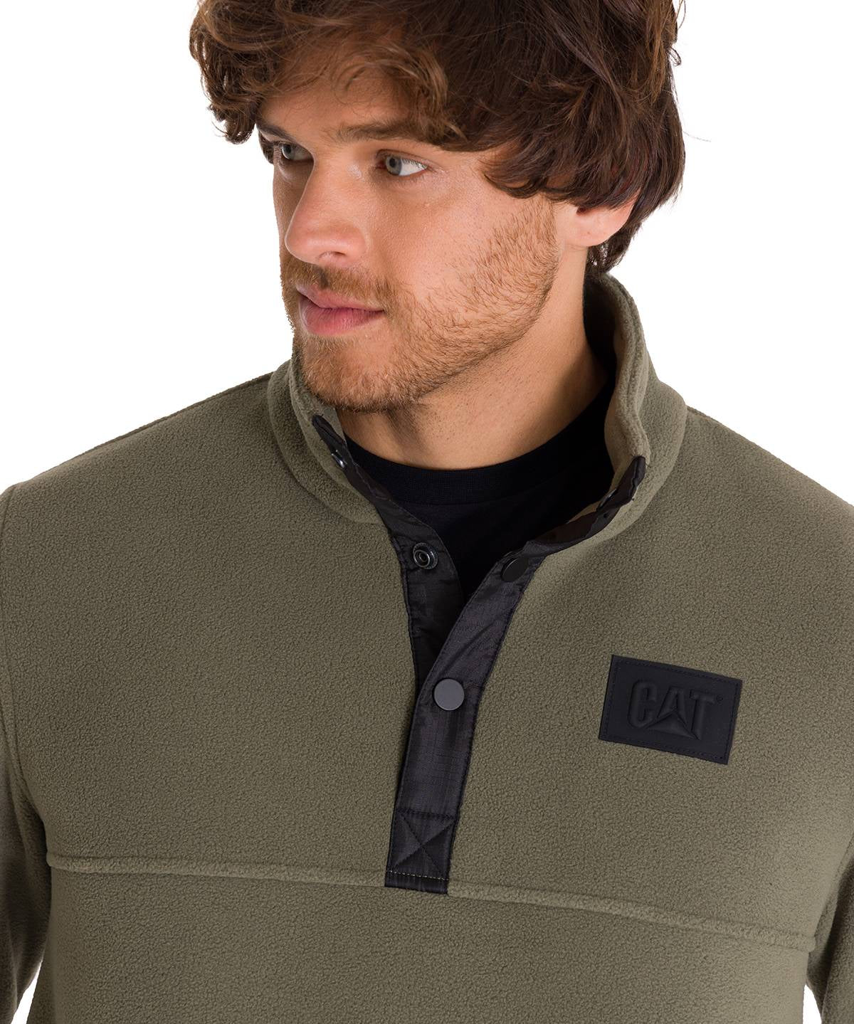 Polar Manga Larga Hombre Fleece Half Snap Oliva Cat