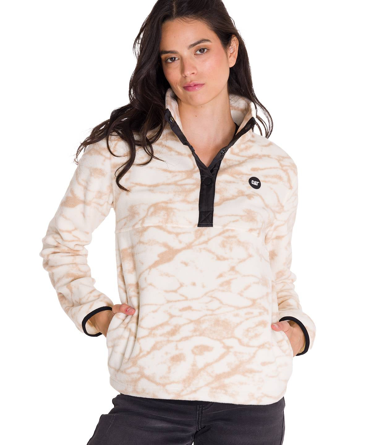 Polar Manga Larga Mujer W Polar Fleece Half Snap Po Beige Cat