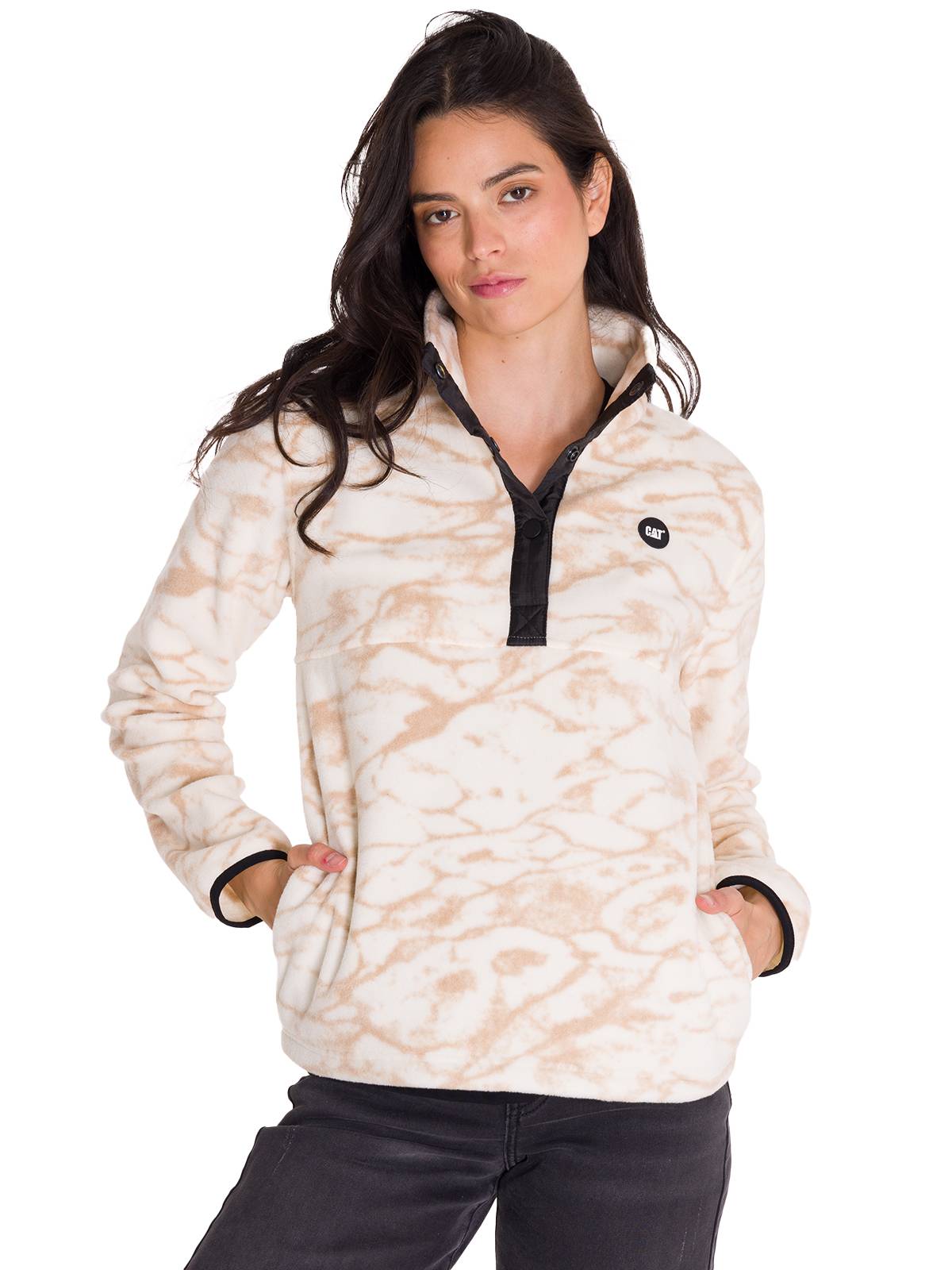 Polar Manga Larga Mujer W Polar Fleece Half Snap Po Beige Cat