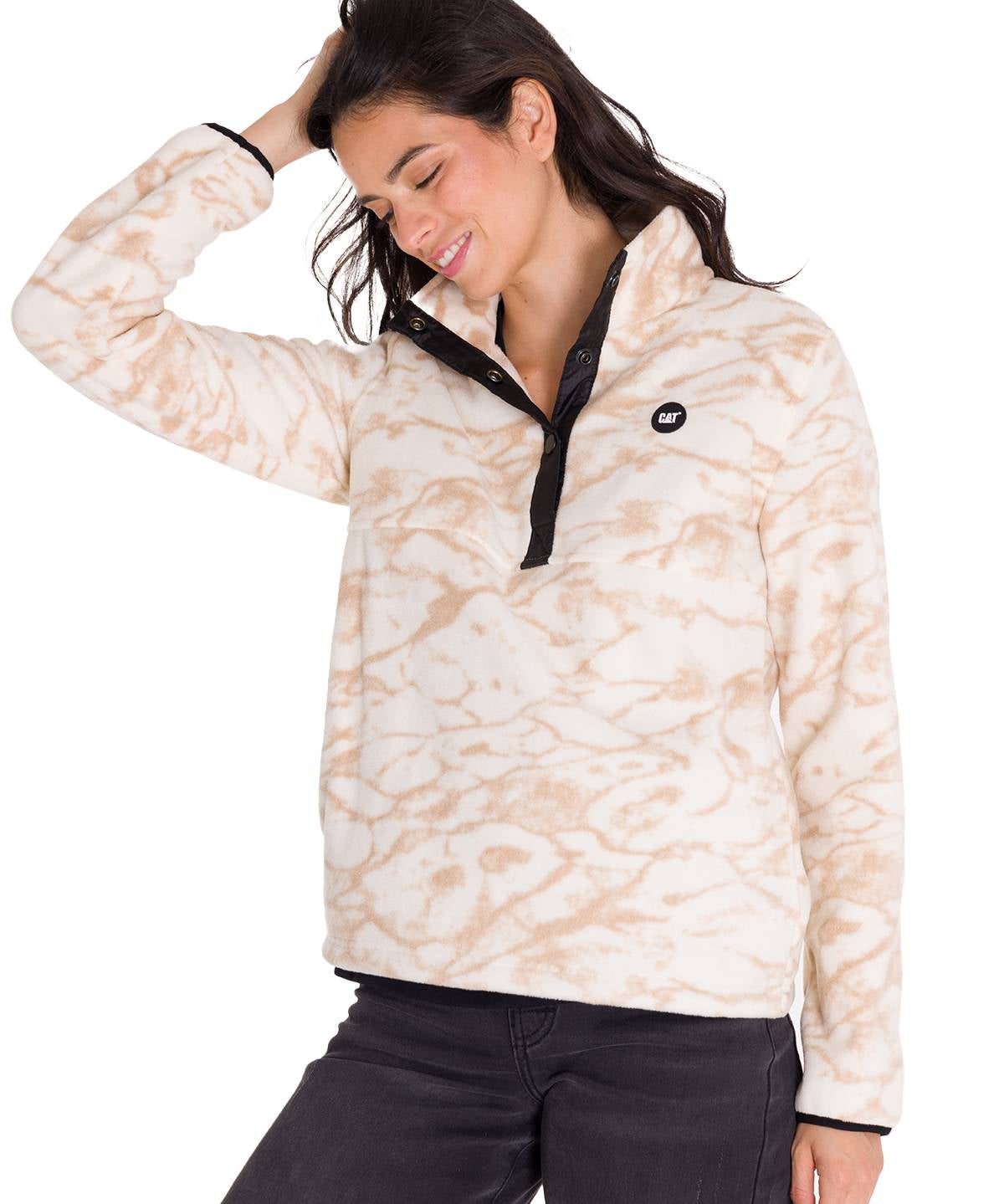 Polar Manga Larga Mujer W Polar Fleece Half Snap Po Beige Cat