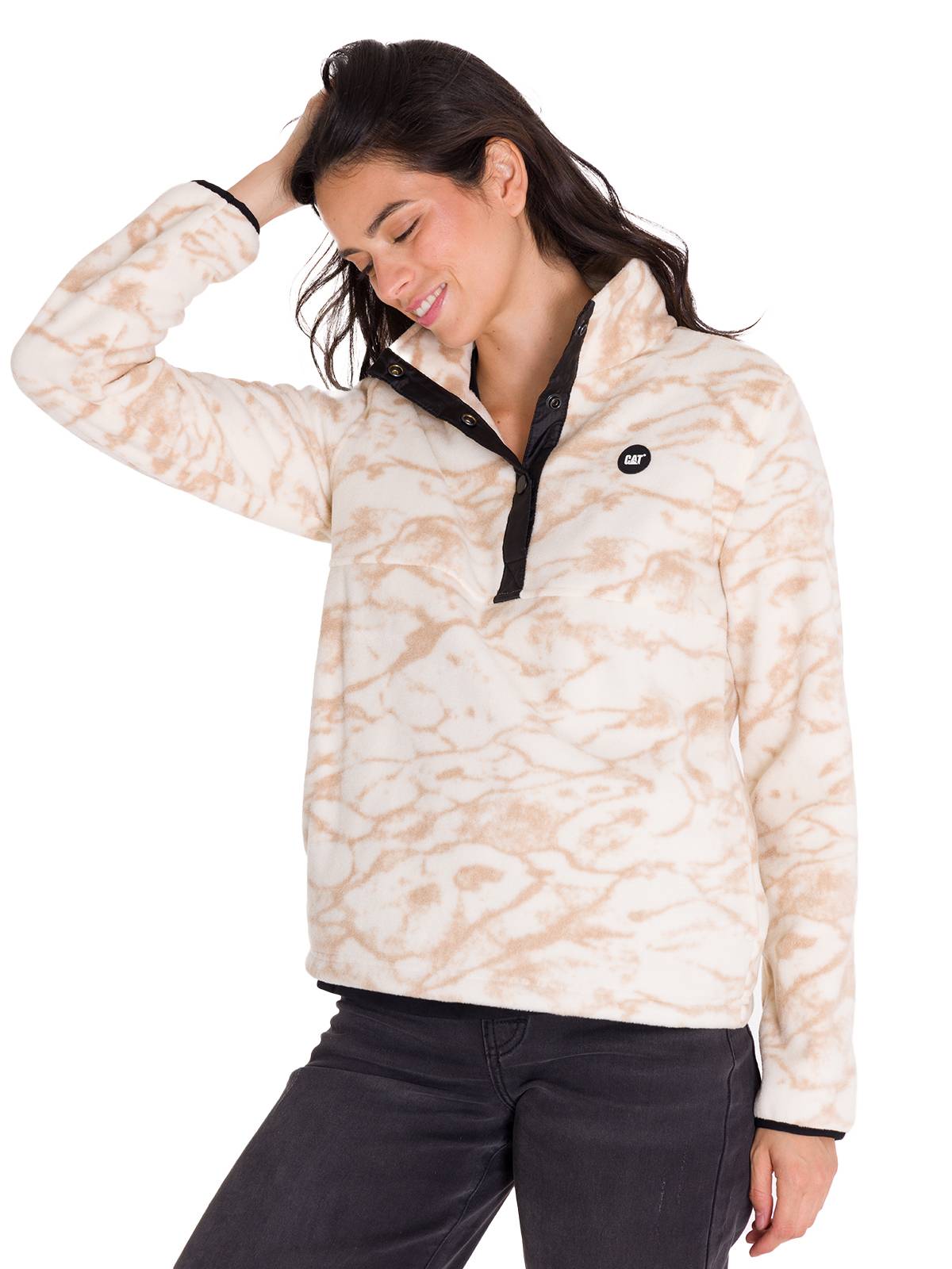 Polar Manga Larga Mujer W Polar Fleece Half Snap Po Beige Cat