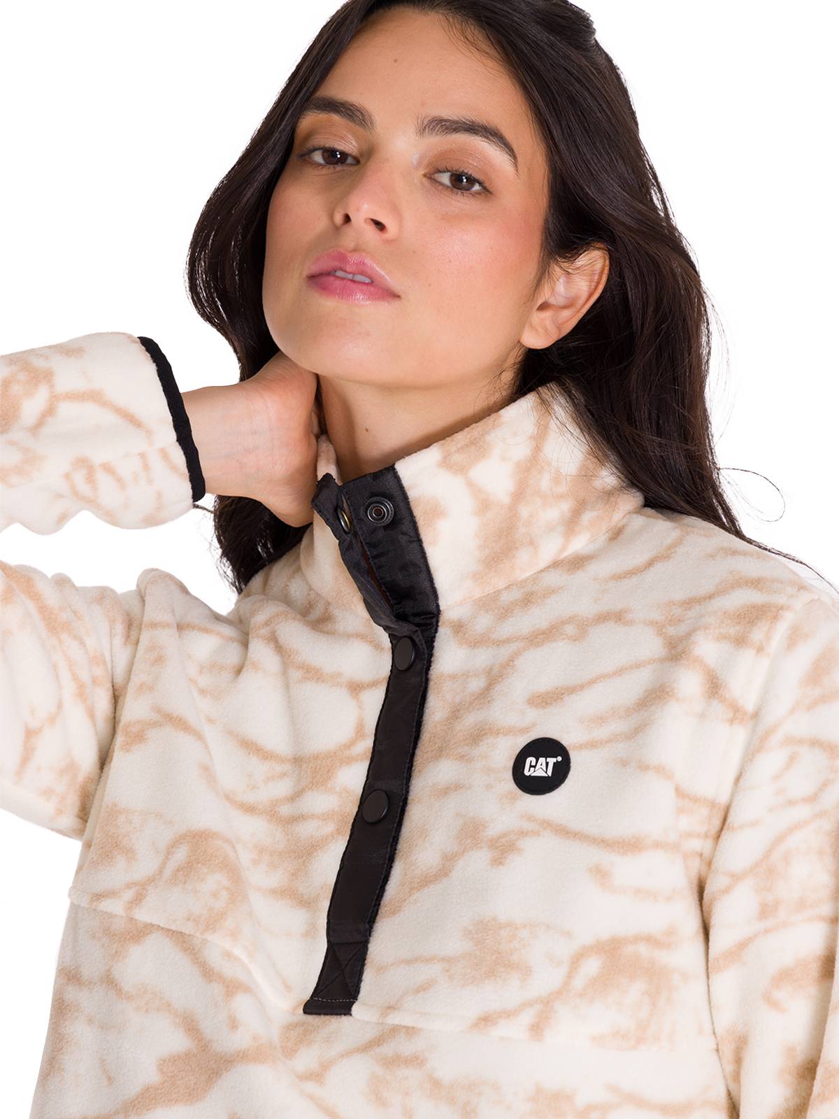 Polar Manga Larga Mujer W Polar Fleece Half Snap Po Beige Cat