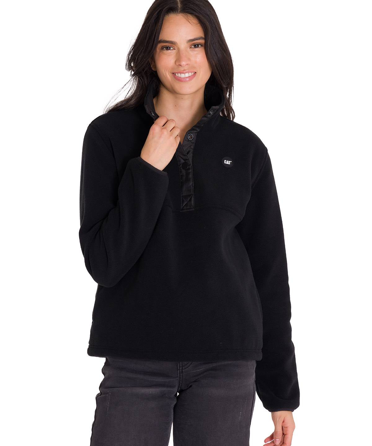 Polar Manga Larga Mujer W Polar Fleece Half Snap Po Negro Cat