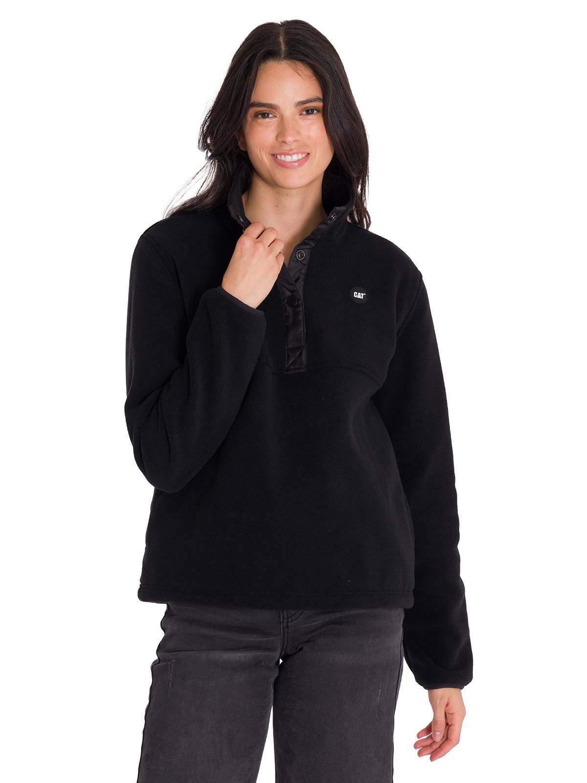 Polar Manga Larga Mujer W Polar Fleece Half Snap Po Negro Cat