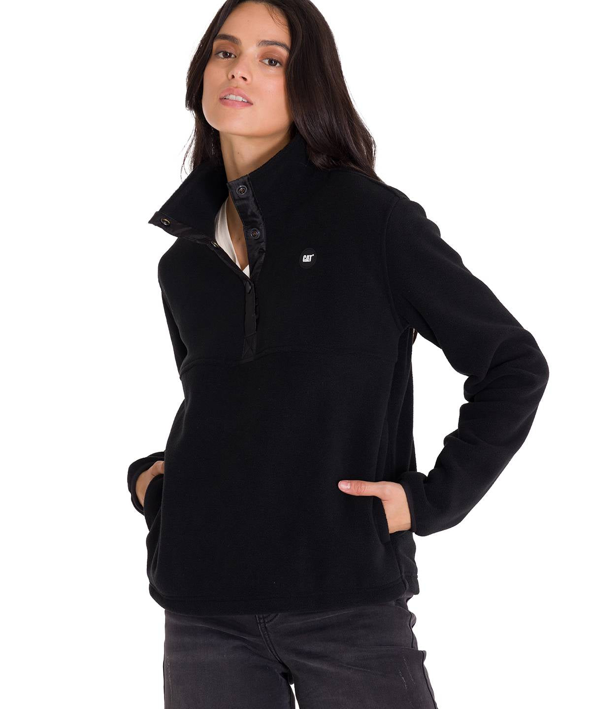 Polar Manga Larga Mujer W Polar Fleece Half Snap Po Negro Cat