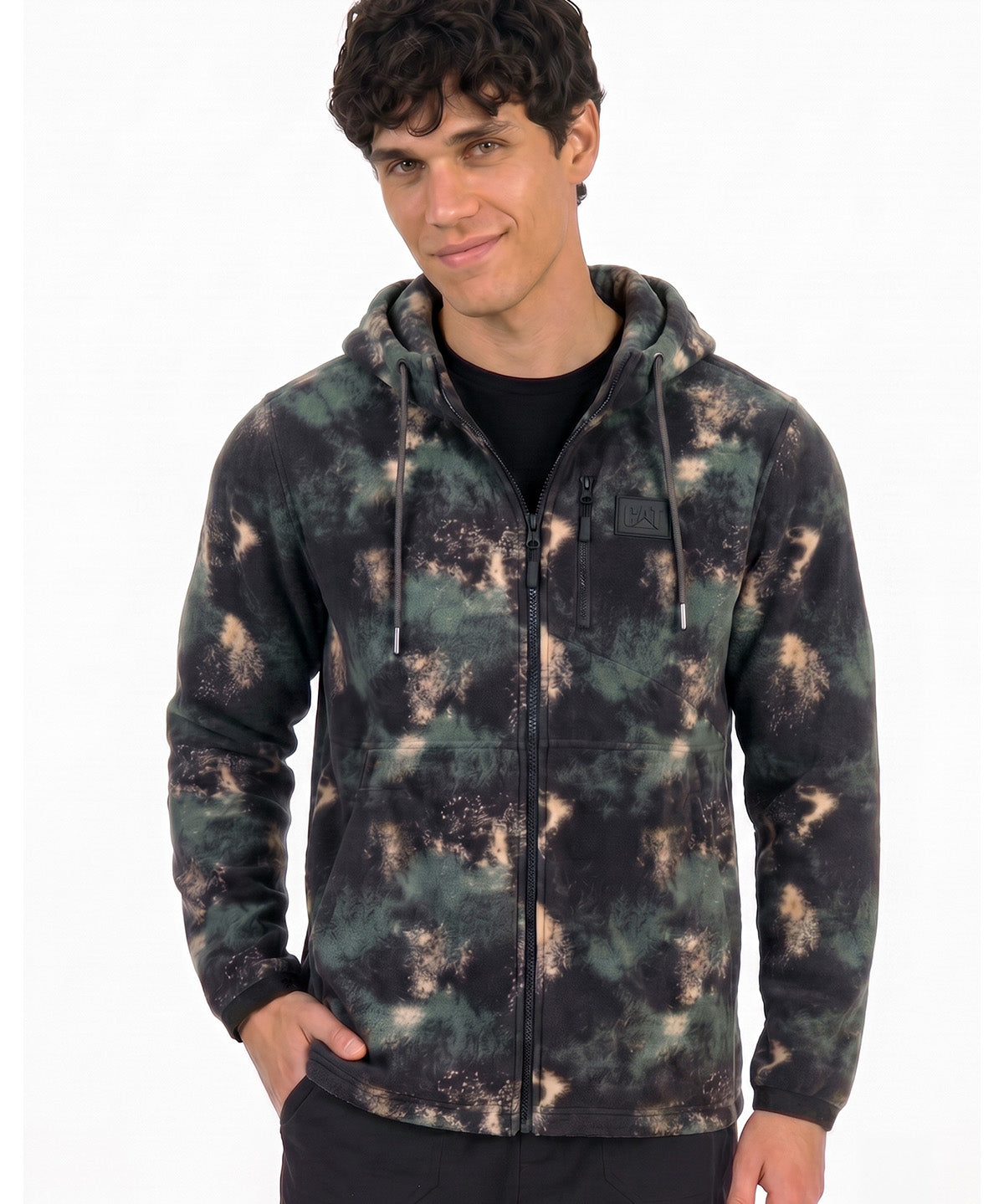 Polar Hombre Microfleece Full Zip Negro Abstracto Splatter Paint Aop2 CAT