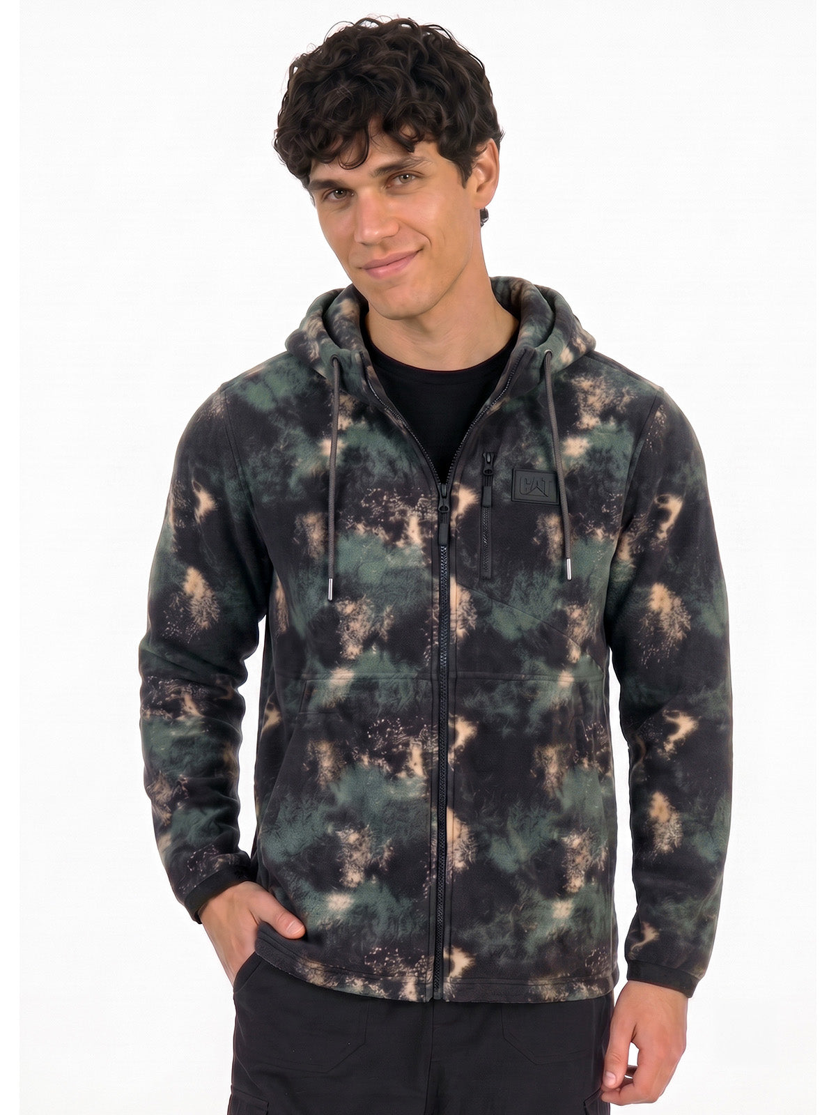 Polar Hombre Microfleece Full Zip Negro Abstracto Splatter Paint Aop2 CAT