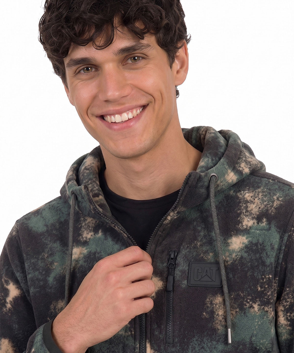 Polar Hombre Microfleece Full Zip Negro Abstracto Splatter Paint Aop2 CAT