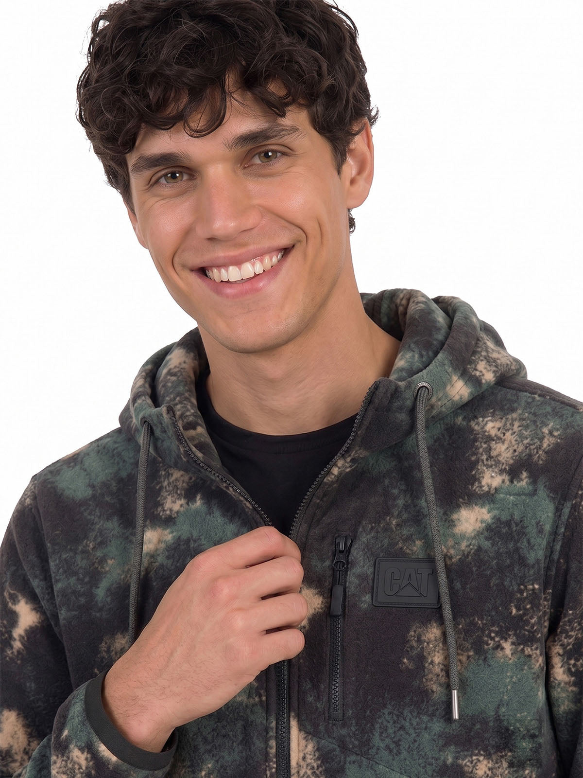 Polar Hombre Microfleece Full Zip Negro Abstracto Splatter Paint Aop2 CAT
