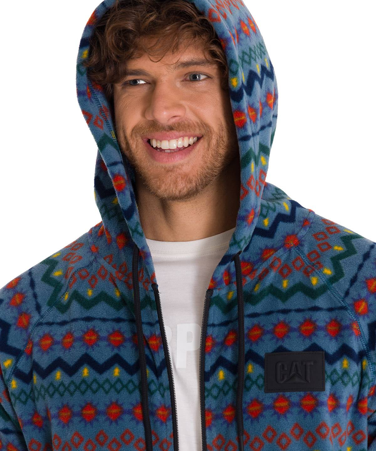 Polar Manga Larga Unisex Microfleece Full Zip Hoodie Petróleo Cat