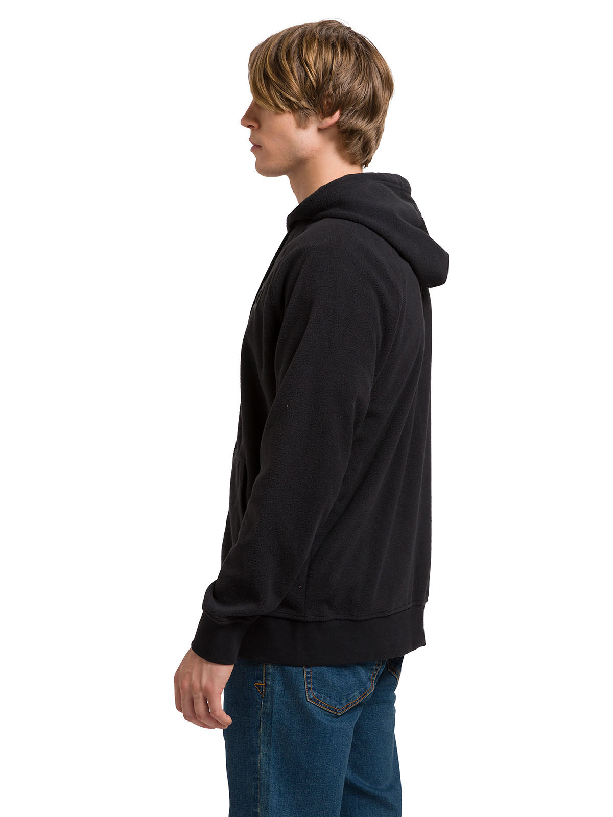 Polar Manga Larga Unisex Microfleece Full Zip Hoodie Negro Cat