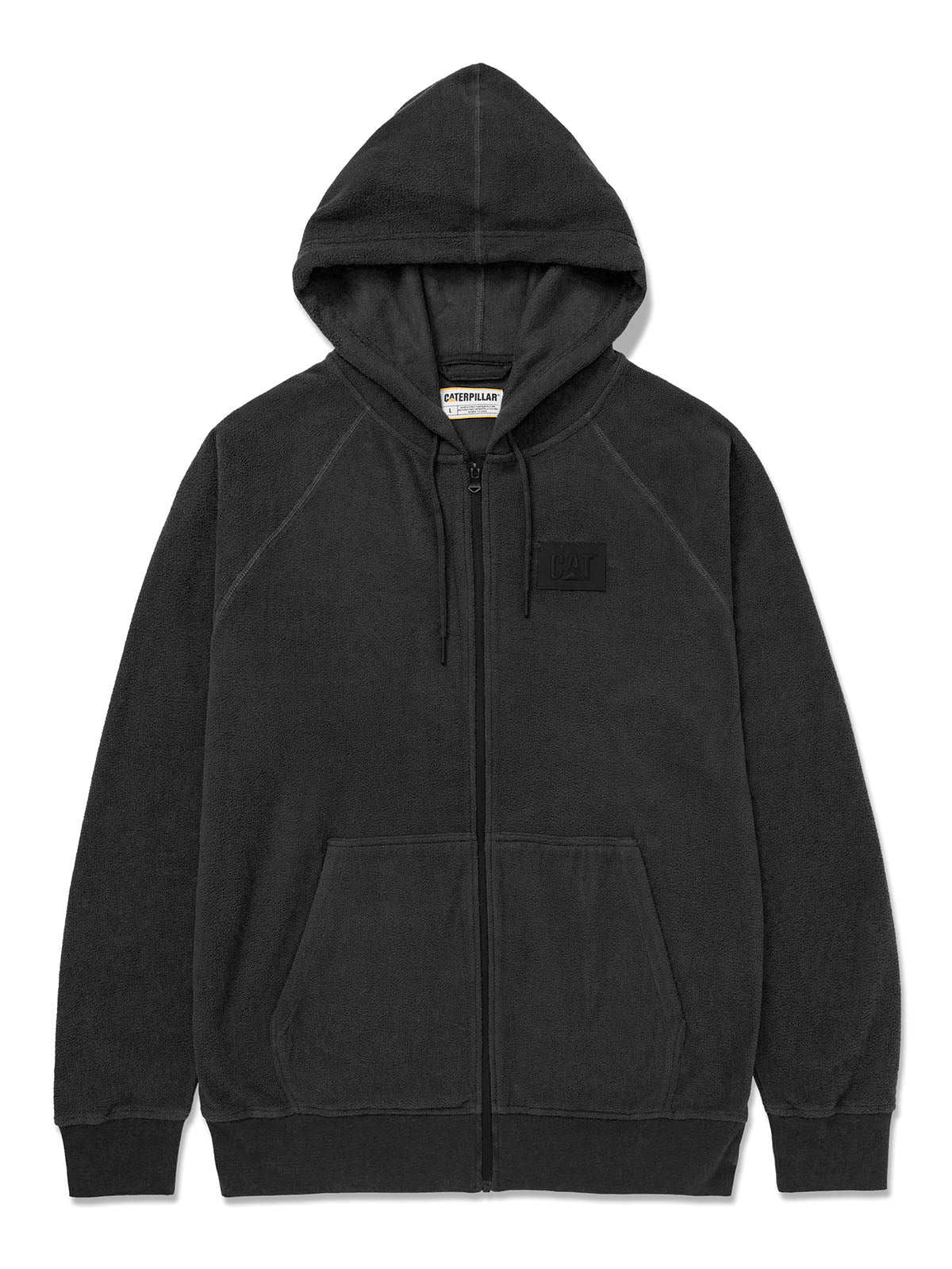 Polar Manga Larga Unisex Microfleece Full Zip Hoodie Negro Cat