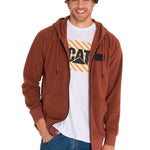 Polar Manga Larga Unisex Microfleece Full Zip Hoodie Terracota Cat