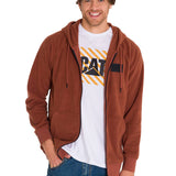 Polar Manga Larga Unisex Microfleece Full Zip Hoodie Terracota Cat