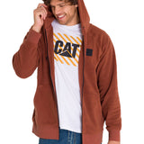 Polar Manga Larga Unisex Microfleece Full Zip Hoodie Terracota Cat