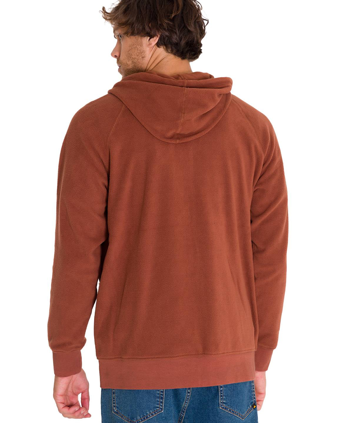 Polar Manga Larga Unisex Microfleece Full Zip Hoodie Terracota Cat