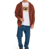 Polar Manga Larga Unisex Microfleece Full Zip Hoodie Terracota Cat