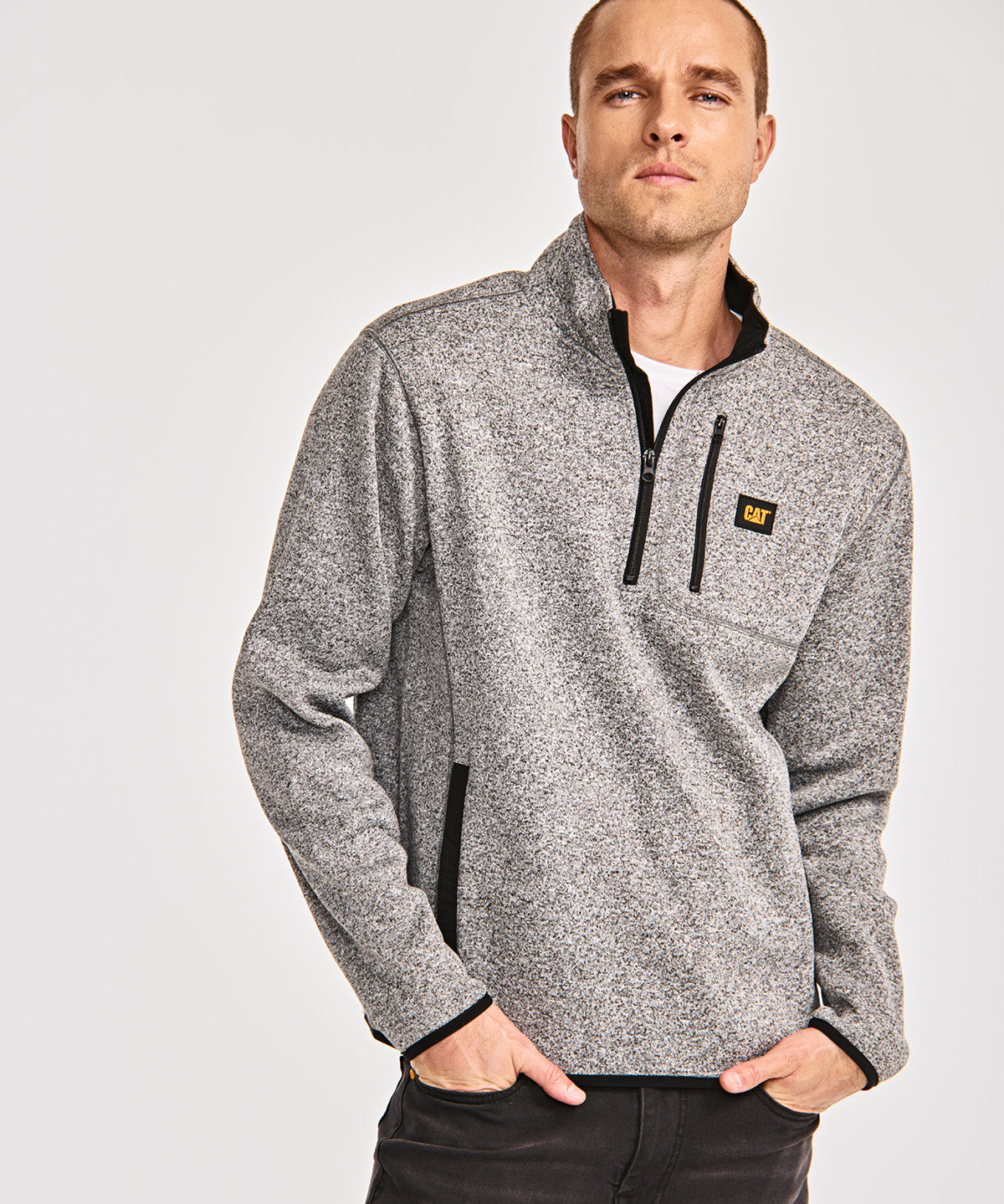 Polar Casual Hombre SWEATER FLEECE QUARTER ZIP JACKET Gris CAT